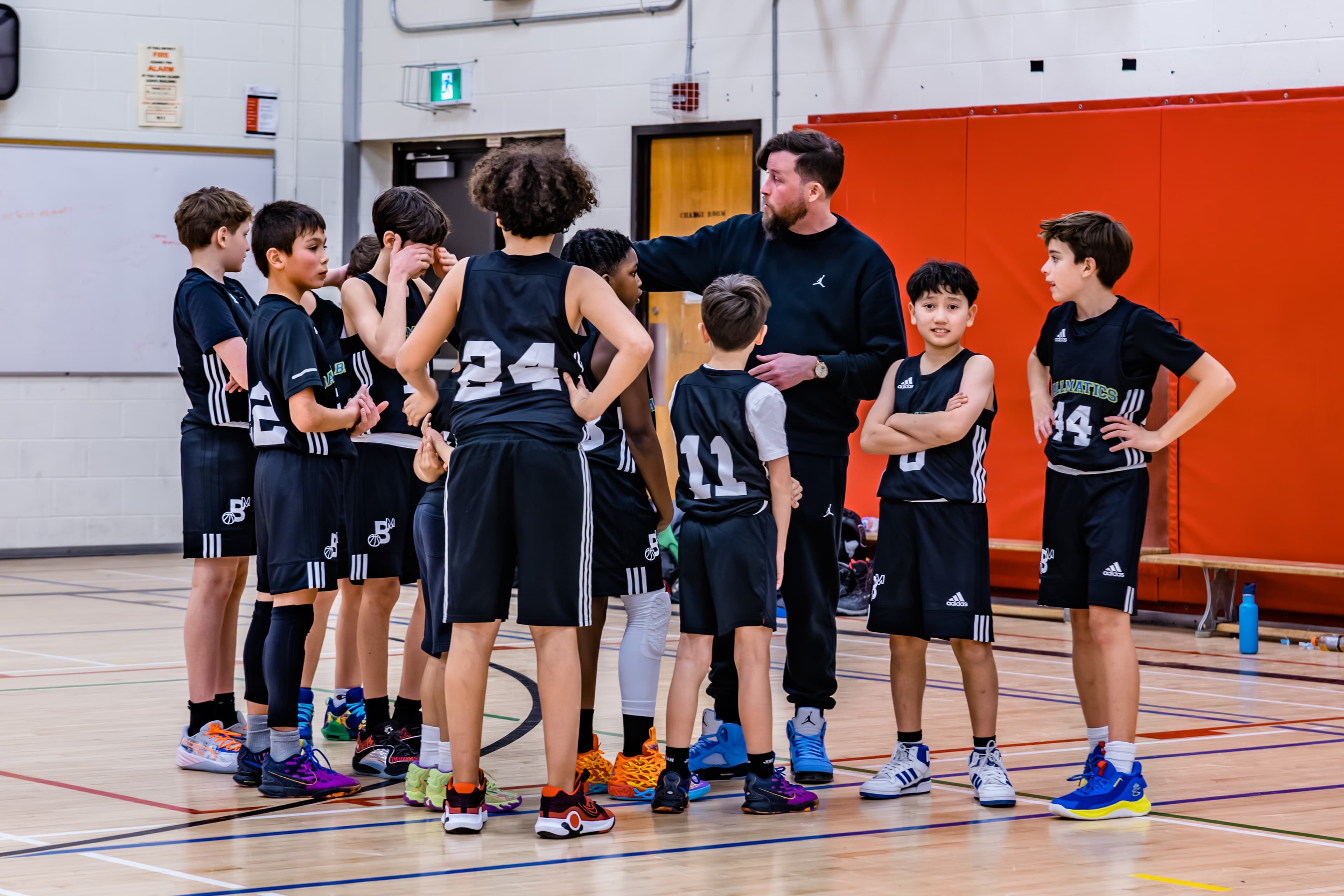 Timeout huddle during a competitive game
